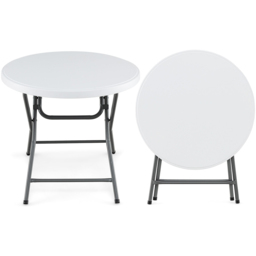 Costway Round Folding Plastic Table with HDPE Top - Size: 110 x 88 x 7cm - White - Wilko - thumbnail 4