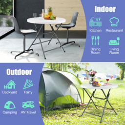 Costway Round Folding Plastic Table with HDPE Top - Size: 110 x 88 x 7cm - White - Wilko - thumbnail 7