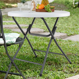 Costway Round Folding Plastic Table with HDPE Top - Size: 110 x 88 x 7cm - White - Wilko - thumbnail 1
