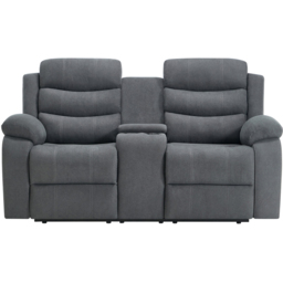 Furniture Online Boston 2 Seater Grey Manual Recliner Sofa with Drinks Console - Wilko - thumbnail 4