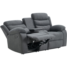 Furniture Online Boston 2 Seater Grey Manual Recliner Sofa with Drinks Console - Wilko - thumbnail 6