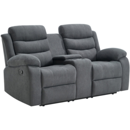 Furniture Online Boston 2 Seater Grey Manual Recliner Sofa with Drinks Console - Wilko - thumbnail 3
