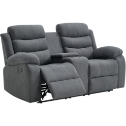 Furniture Online Boston 2 Seater Grey Manual Recliner Sofa with Drinks Console - Wilko - thumbnail 5