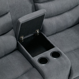 Furniture Online Boston 2 Seater Grey Manual Recliner Sofa with Drinks Console - Wilko - thumbnail 7