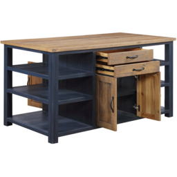 Baumhaus Splash of Blue 2 Door 4 Drawer 2 Shelf Wooden Blue Kitchen Island - Wilko - thumbnail 4