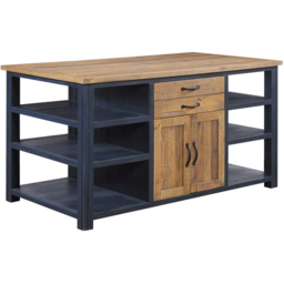 Baumhaus Splash of Blue 2 Door 4 Drawer 2 Shelf Wooden Blue Kitchen Island - Wilko - thumbnail 3