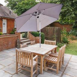 GlamHaus Light Grey Crank and Tilt Parasol 2.7m - Wilko - thumbnail 3