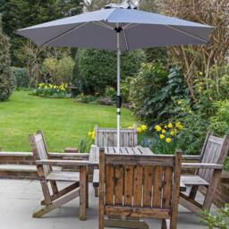 GlamHaus Light Grey Crank and Tilt Parasol 2.7m - Wilko - thumbnail 6