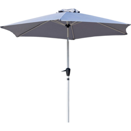 GlamHaus Light Grey Crank and Tilt Parasol 2.7m - Wilko