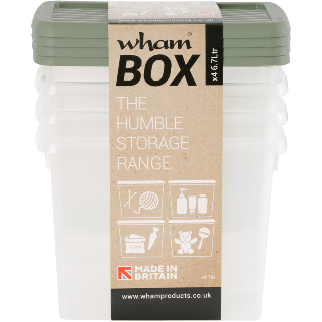 Pack of Wham Storage Boxes - Natural Green and Clear/4 - Wilko - image 1