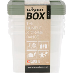 Pack of Wham Storage Boxes - Natural Green and Clear/4 - Wilko - thumbnail 1