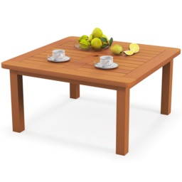 Costway Solid Wood Teak Oil Patio Coffee Table with Umbrella Hole - Size: 90 x 90 x 47cm - n/a - Wilko - thumbnail 4
