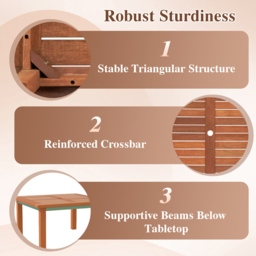 Costway Solid Wood Teak Oil Patio Coffee Table with Umbrella Hole - Size: 90 x 90 x 47cm - n/a - Wilko - thumbnail 6