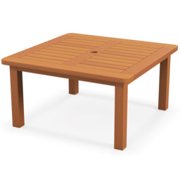 Costway Solid Wood Teak Oil Patio Coffee Table with Umbrella Hole - Size: 90 x 90 x 47cm - n/a - Wilko - thumbnail 3