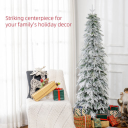 Everglow Snow Flocked Pencil Artificial Christmas Tree 6ft - Green - Wilko - thumbnail 5