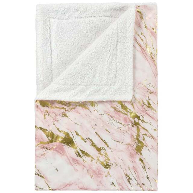 Velosso Pink Marble Sherpa Throw 100 x 150cm - Size: 100 x 150 x 1cm - Wilko - image 1