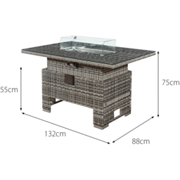 Oseasons Malta 9 Seater Grey Walnut Rattan Rising Firepit U Shape Sofa Set with Footstool - Brown - Wilko - thumbnail 7