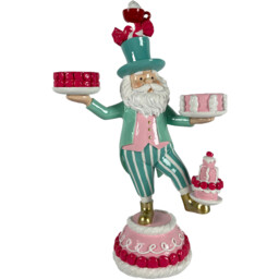 Scrumptious Santa Tealight Holder Green and Pink - Jingle Bell Boogie - Wilko - thumbnail 1
