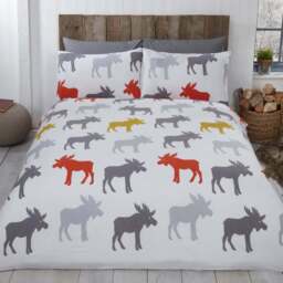 Rapport Home Moose King Size Ochre Brushed Cotton Duvet Set - Yellow - Wilko - thumbnail 1