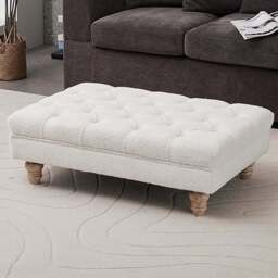 Living and Home Teddy Fleece Upholstered Footstool - Size: 30 x 90 x 60cm - White - Wilko - thumbnail 1