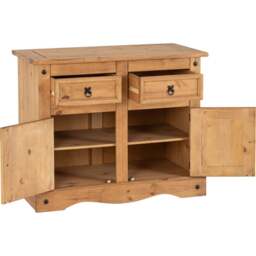 Seconique Corona 2 Door 2 Drawer Distressed Waxed Pine Sideboard - Size: 48 x 100 x 81cm - Brown - Wilko - thumbnail 5