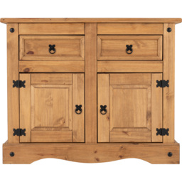 Seconique Corona 2 Door 2 Drawer Distressed Waxed Pine Sideboard - Size: 48 x 100 x 81cm - Brown - Wilko - thumbnail 4