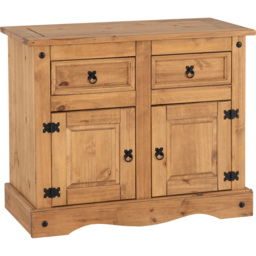 Seconique Corona 2 Door 2 Drawer Distressed Waxed Pine Sideboard - Size: 48 x 100 x 81cm - Brown - Wilko - thumbnail 3