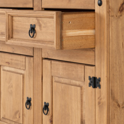 Seconique Corona 2 Door 2 Drawer Distressed Waxed Pine Sideboard - Size: 48 x 100 x 81cm - Brown - Wilko - thumbnail 6