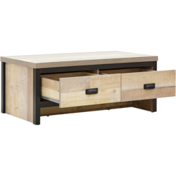 GFW Boston 2 Drawer Oak Coffee Table - Size: 35 x 87 x 48cm - Brown - Wilko - thumbnail 4