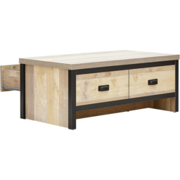 GFW Boston 2 Drawer Oak Coffee Table - Size: 35 x 87 x 48cm - Brown - Wilko - thumbnail 3