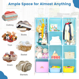 Costway 12 Cube Blue Kids Portable Wardrobe - Size: 44 x 37 x 20cm - Wilko - thumbnail 6