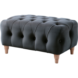 Elsie Chesterfield Midnight Blue Plush Velvet Footstool - Size: 41 x 76 x 53cm - Wilko - thumbnail 3