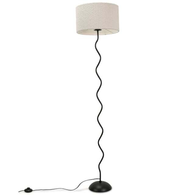 ValueLights Wiggle Black and Cream Boucle Shade Metal LED Floor Lamp - Wilko - image 1