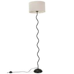 ValueLights Wiggle Black and Cream Boucle Shade Metal LED Floor Lamp - Wilko
