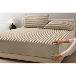 Velosso Double Beige Jumbo Cord Fitted Bed Sheet - Wilko - thumbnail 3