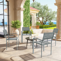 Outsunny Set of 4 Light Grey Rattan Effect Stackable Garden Chairs - Size: 83 x 60 x 55cm - Wilko - thumbnail 4