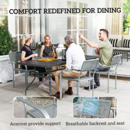 Outsunny Set of 4 Light Grey Rattan Effect Stackable Garden Chairs - Size: 83 x 60 x 55cm - Wilko - thumbnail 6