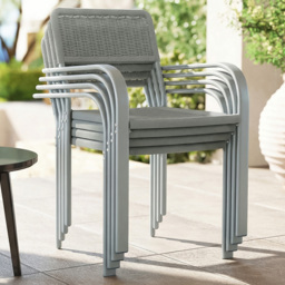 Outsunny Set of 4 Light Grey Rattan Effect Stackable Garden Chairs - Size: 83 x 60 x 55cm - Wilko