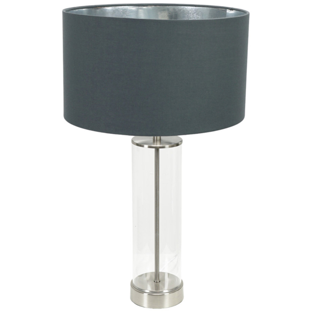 ValueLights Balan Chrome Glass LED Table Lamp with Charcoal and Chrome Lamp Shade - Size: 56 x 35 x 35cm - White - Wilko - image 1