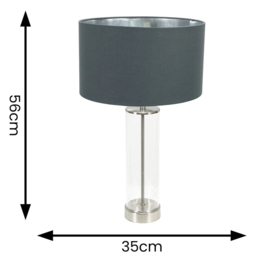 ValueLights Balan Chrome Glass LED Table Lamp with Charcoal and Chrome Lamp Shade - Size: 56 x 35 x 35cm - White - Wilko - thumbnail 5