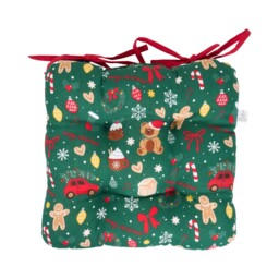 Christmas Printed Seat Pad Green - All I Want For Christmas - Wilko - thumbnail 3