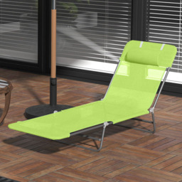 Outsunny Green Reclining Folding Sun Lounger - Size: 1 Seater - Wilko - thumbnail 1