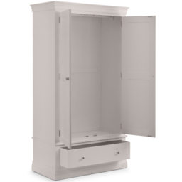 Julian Bowen Clermont 2 Door Single Drawer Light Grey Wardrobe - Size: 2 Door, Single Drawer - Wilko - thumbnail 5