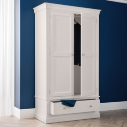 Julian Bowen Clermont 2 Door Single Drawer Light Grey Wardrobe - Size: 2 Door, Single Drawer - Wilko - thumbnail 1