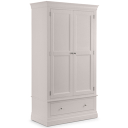 Julian Bowen Clermont 2 Door Single Drawer Light Grey Wardrobe - Size: 2 Door, Single Drawer - Wilko - thumbnail 3