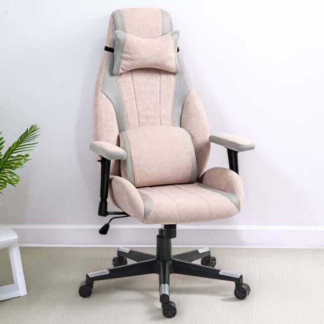 HOMCOM Pale Pink Gaming Chair with Swivel Wheels - Size: 125 x 58 x 67cm - Wilko - image 1