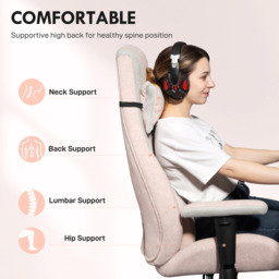 HOMCOM Pale Pink Gaming Chair with Swivel Wheels - Size: 125 x 58 x 67cm - Wilko - thumbnail 5