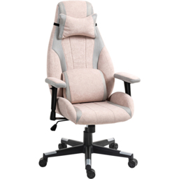 HOMCOM Pale Pink Gaming Chair with Swivel Wheels - Size: 125 x 58 x 67cm - Wilko - thumbnail 3