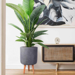 wilko Honeycomb Green Grey Cylinder Garden Indoor Planter on Legs 47cm - Instadecor - thumbnail 4