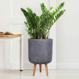 wilko Honeycomb Green Grey Cylinder Garden Indoor Planter on Legs 47cm - Instadecor - thumbnail 6